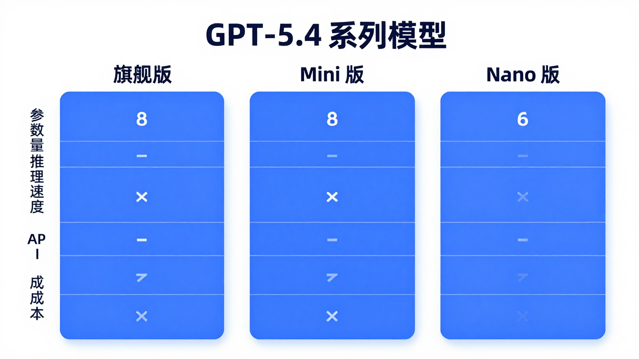 GPT-5.4 系列定位对比图